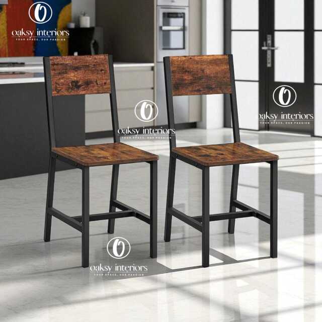 Industrial Dining Chairs Set Of 2, Rustic Kitchen Chairs, Metal Frame Farmhouse Room Furniture, Modern Vintage - image 1