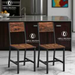 Industrial Dining Chairs Set Of 2, Rustic Kitchen Chairs, Metal Frame Farmhouse Room Furniture, Modern Vintage - thumbnail 4