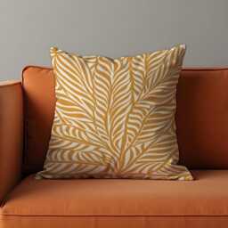 Mustard Yellow Cushion Cover, Botanical Leaf Pillow Case, Modern Fall Throw Pillowcase, Boho Sofa Decor - thumbnail 2