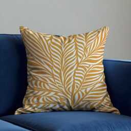 Mustard Yellow Cushion Cover, Botanical Leaf Pillow Case, Modern Fall Throw Pillowcase, Boho Sofa Decor - thumbnail 4