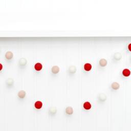 Blush Christmas Garland Wool Felt Ball Holiday Mantle Bunting - thumbnail 3
