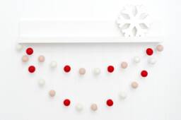 Blush Christmas Garland Wool Felt Ball Holiday Mantle Bunting - thumbnail 1