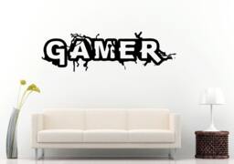 Gamer Word Logo Cracks Breaks Gaming Video Games Wall Decal Vinyl Sticker Mural Room Decor L912 - thumbnail 1
