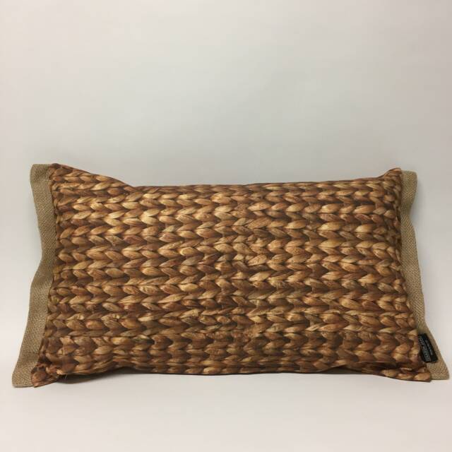 Water Hyacinth Print Cushion With Hessian Trim - image 1