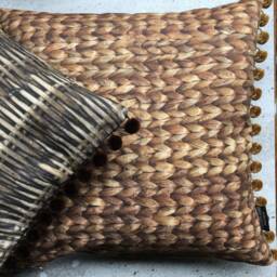 Water Hyacinth Print Cushion With Hessian Trim - thumbnail 4