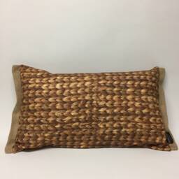 Water Hyacinth Print Cushion With Hessian Trim