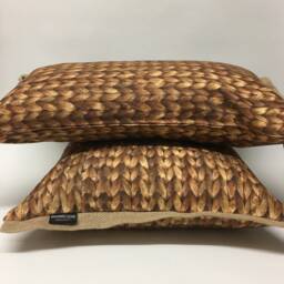 Water Hyacinth Print Cushion With Hessian Trim - thumbnail 3