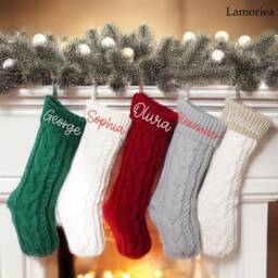 2026 Personalized Christmas Embroidered Name Stockings, Xmas Family Knit Holiday Stockings Gifts - thumbnail 2