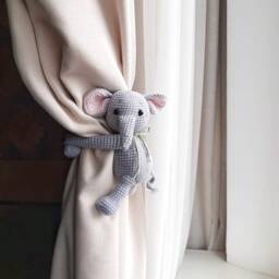 Raccoon Curtain Tie Back Animal Backs Nursery Decor Neutral Holder Raccoon - thumbnail 4