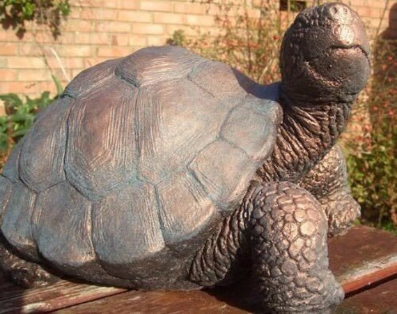 Large Stone Tortoise Garden Ornament Bronzed Finish - image 1