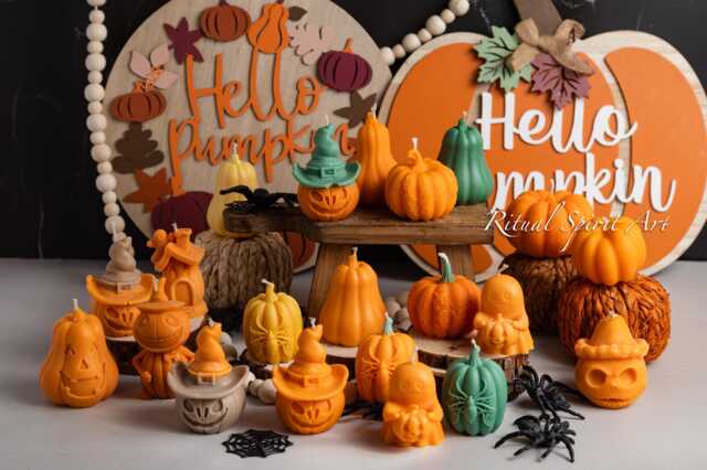 Spooky Night Soy Wax Candle Set Handmade Halloween Decor - image 1