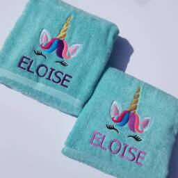 Enchanting Unicorn Duo Personalized Kids Bath & Hand Towel Set - thumbnail 2