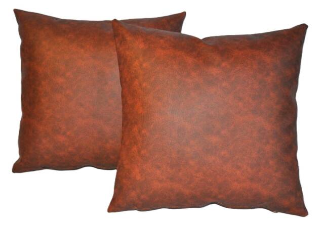 "2 Two Tone Tan Faux Leather Classic Cushions 16"" 18"" 20" - image 1