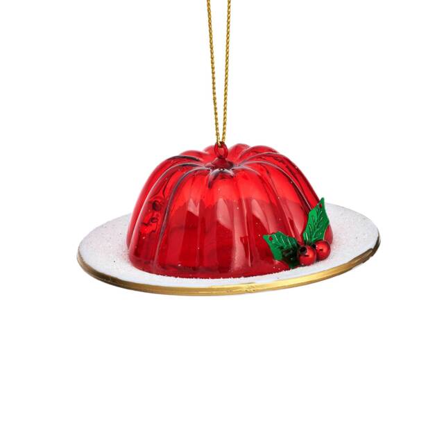 Red Jelly Glass Hanging Christmas Tree Decoration - Festive Winter Food Foodie Chef Masterchef Plate Berries Fruit Pudding Dessert Fun Gift - image 1