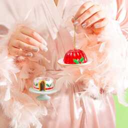 Red Jelly Glass Hanging Christmas Tree Decoration - Festive Winter Food Foodie Chef Masterchef Plate Berries Fruit Pudding Dessert Fun Gift - thumbnail 2
