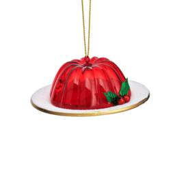Red Jelly Glass Hanging Christmas Tree Decoration - Festive Winter Food Foodie Chef Masterchef Plate Berries Fruit Pudding Dessert Fun Gift - thumbnail 1
