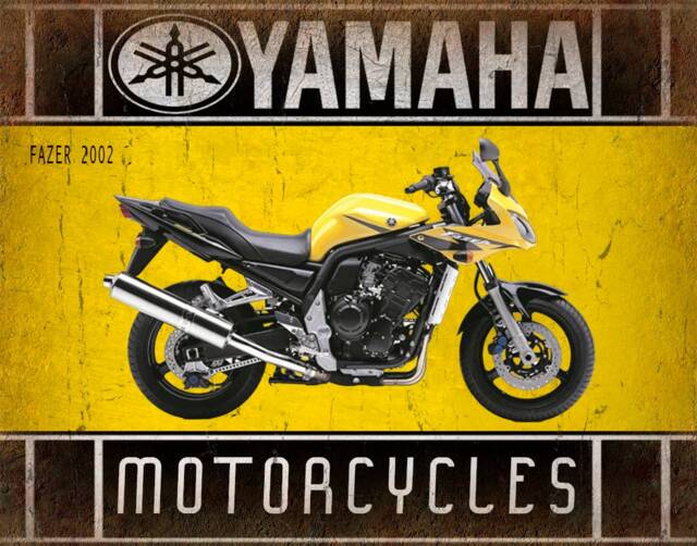 Yamaha Fazer 2002 Garage Man Cave Bike Motorcycle Home - Metal Sign Plaque Wall Art Decor Signage