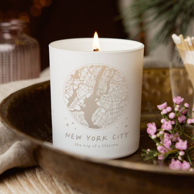Personalised Map Scented Candle - Engraved Travel Keepsake - image 1