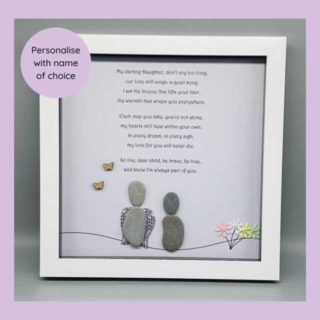 Loss Of Parent Memorial Pebble Art Gift Frame, Keepsake Sympathy For Her - image 1