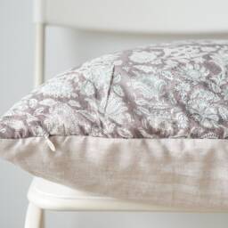 Block Print Pillow Cover Floral Batik, Natural Dyed Textile - thumbnail 3