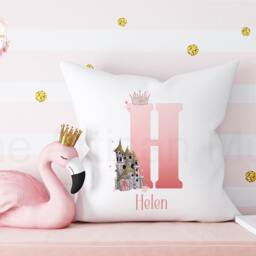 Personalised Children's Princess Cushion, New Baby Gift Pillow, Gifts For Birthdays, Princess Name Kid's Gift, Castle - thumbnail 3