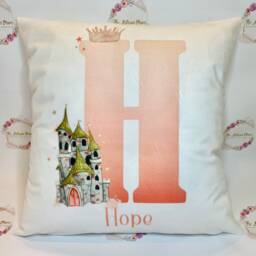 Personalised Children's Princess Cushion, New Baby Gift Pillow, Gifts For Birthdays, Princess Name Kid's Gift, Castle - thumbnail 4