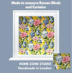 Handmade Roman Blind Jardin Yellow Ming Vase Floral Fabric