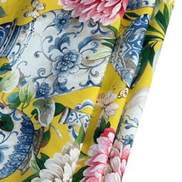 Handmade Roman Blind Jardin Yellow Ming Vase Floral Fabric - thumbnail 3