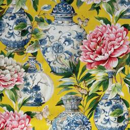 Handmade Roman Blind Jardin Yellow Ming Vase Floral Fabric - thumbnail 4