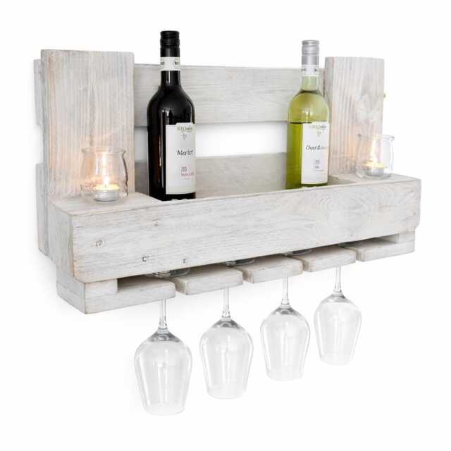 Vintage Wine Rack Made From Euro Pallets, Wall Shelf, Wooden Pallet Furniture, Rustic, Shabby Chic, White, Reclaimed Wood, Bottle Rack, Kitchen - image 1