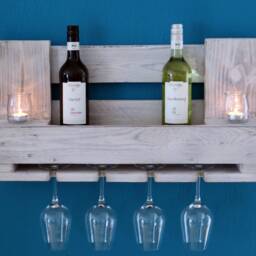 Vintage Wine Rack Made From Euro Pallets, Wall Shelf, Wooden Pallet Furniture, Rustic, Shabby Chic, White, Reclaimed Wood, Bottle Rack, Kitchen - thumbnail 2