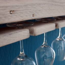 Vintage Wine Rack Made From Euro Pallets, Wall Shelf, Wooden Pallet Furniture, Rustic, Shabby Chic, White, Reclaimed Wood, Bottle Rack, Kitchen - thumbnail 4