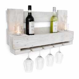 Vintage Wine Rack Made From Euro Pallets, Wall Shelf, Wooden Pallet Furniture, Rustic, Shabby Chic, White, Reclaimed Wood, Bottle Rack, Kitchen