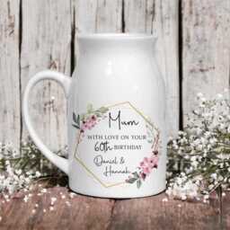 Personalised Milk Jug Style Ceramic Vase, Any Age Birthday Gift, Small Flower Home Decor, Relation Mum Nana Nanny, 60Th 70Th 80Th - thumbnail 2