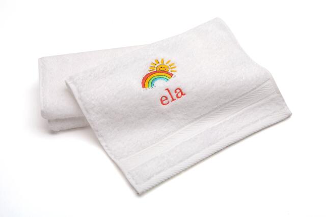 Embroidered Kids Towel Personalized Rainbow Turkish Cotton - image 1