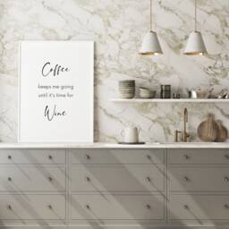 Coffee Keeps Me Going Until It's Time For Wine - Typography Print Kitchen Wall Art Home Office Decor Unframed - thumbnail 2