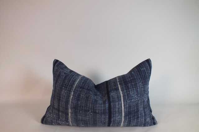 Hmong Pillow Hand Woven Hemp Ethnic Textile Indigo Navy Blue Batik Bolster Cushion Sofa Cushions Throw Pillows - image 1