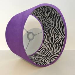 Purple Velvet Drum Lampshade With Zebra Print Lining - thumbnail 2