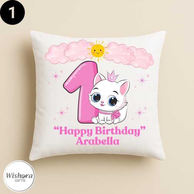 Personalized 1st Birthday Cushion - Cover Or Filled - image 1