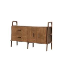 Mid Century Sideboard 143 cm With Drawers & Cabinet, Wooden Credenza, Buffet, Media Console, Handmade Wood Furniture - thumbnail 4