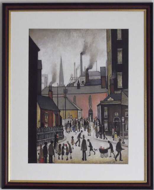 L.s. Lowry Art Print - After The Wedding Walnut Finish Frame With Mount & Textured Image - image 1