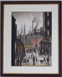L.s. Lowry Art Print - After The Wedding Walnut Finish Frame With Mount & Textured Image - thumbnail 1