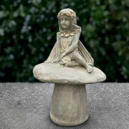 Enchanted Fairy Mushroom Statue Concrete Garden Decoration Magical Woodland Sculpture Outdoor Fantasy Ornament Cottage Art