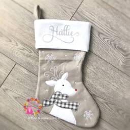Christmas Stocking, Personalised Grey Stocking