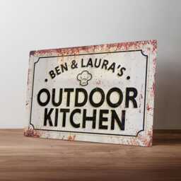 Personalised Alfresco Outdoor Kitchen Dining Sign - Custom Metal Garden Bar Decor - A5, A4, A3 - thumbnail 1