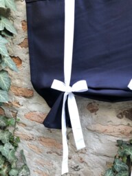 Navy Dark Blue Curtain White Ties Roll Up Blind Coastal Shade Tie Curtains Cotton Panel Nautical Valance in Custom Size Extra Wide