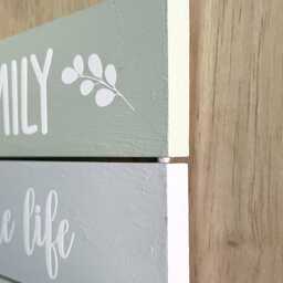Wooden Family Sign 4 Slat Hanging Wall Plaque Choice Of Colours Green Grey Cream Beige Home Decor Gift - thumbnail 3