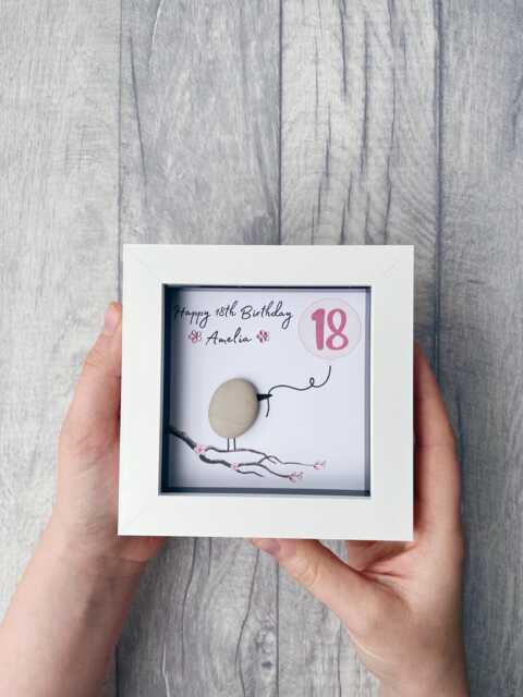 18Th Birthday Presents For Girls, Gift Girl, Daughter Gift, Friendship Personalised Pebble Art Picture Handmade Frame - image 1