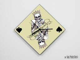 King Of Spades Skull - Day The Dead -Dia De Los Muertos Calavera Wall Clock - thumbnail 1