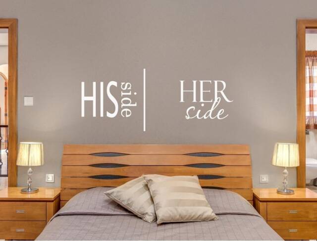 His Side Her Wall Sticker, Bedroom Stickers, Art, Decor, His Decal - image 1